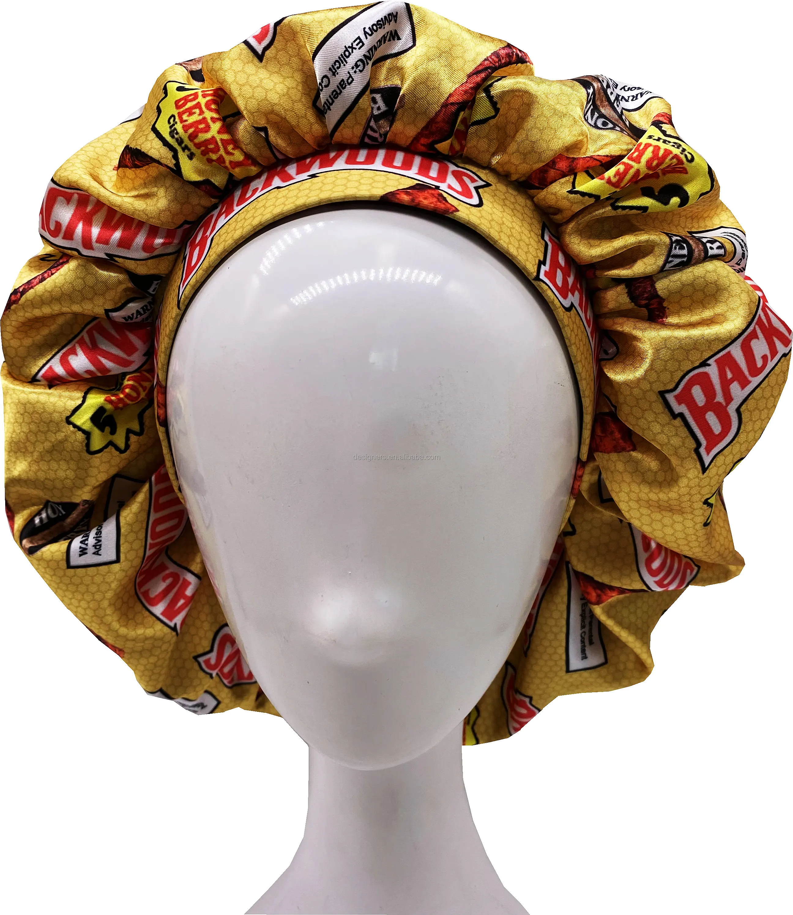 Yeni varış geri dönüşümlü duş başlığı baskı kadın moda gece uyku kap tasarımcı saten saç durag bonnet