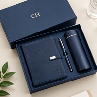 Ensemble cadeau de carnet en cuir de luxe avec stylo et bouteille d'eau, logo personnalisé, cadeaux d'entreprise