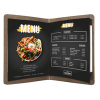 Faible MOQ, couverture de menu en cuir véritable, design de menu, cuir véritable, bande élastique, menu 8 x 14 pouces pour restaurant, hôtel, bar