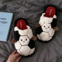 XIXITIAO Nouvelles pantoufles douillettes en forme de champignon colorées à blocs de couleurs pour femmes, chaudes pour l'hiver, à pois colorés, décontractées, en peluche, pour l'intérieur