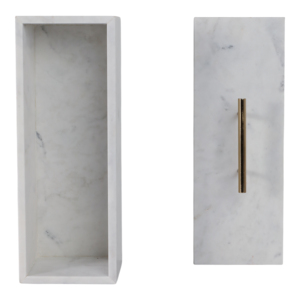 Scatola portaoggetti rettangolare in marmo con maniglia in metallo per decorazioni per la casa, portaoggetti per gioielli e ricordi - Product Image 6