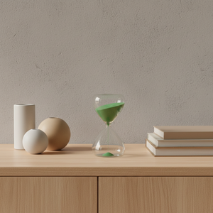 Sablier en verre écologique personnalisé, fait main, promotionnel, moderne, durable, de 5, 10, 30 ou 60 minutes - Product Image 1