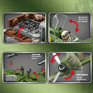 Spitfire Jet Militaire Leger Jagerbouwstenen Set Luchtmacht Bouwblokken Speelgoed WOII Legerwagen Bouwset met Figuurtjes - Product Image 5