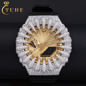 Buss Down GA2100 Lunette de montre en métal faite à la main, en argent sterling 925, sertie de diamants Moissanite VVS, avec griffes de fixation pour boîtier de montre antichoc - Product Image 1