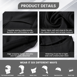 Passamontagna da Sci Integrale di Alta Qualità Professionale da <span class=keywords><strong>Uomo</strong></span> Nero e Bianco per Moto Invernale con Logo Personalizzato - Product Image 4