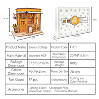 Kit de Casa de Muñecas de Madera Interactiva para Armar, Miniatura de Panadería, Modelo 3D con Piezas Móviles y Luces LED para Niños y Adultos