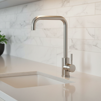 Robinet de cuisine monocommande en acier inoxydable nickel brossé pour design moderne et créatif, à montage sur plan, avec cartouche céramique