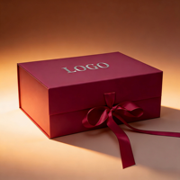 Boîte cadeau pliable personnalisée en gros avec logo, poignée, ruban et fermeture magnétique, emballage rigide et plat