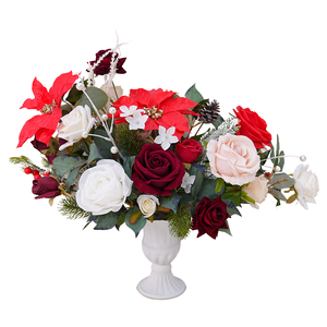A866202 Christmas Series Red <strong>Vase</strong> <strong>Flower</strong> Ball Window Display Wedding Floral Arrangement Event Decor Supplies Photo Props - Product Image 1