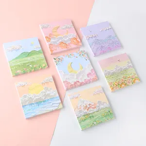 TTX New arrived custom memo pad sticky notes lovely oil painting custom logo SquareShaped Neon Pink Memo Sticky Note