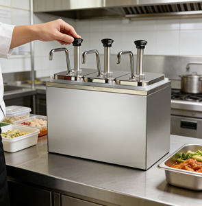 Dispensador de Salsas Comercial de Acero Inoxidable de 2L con 3 Cabezales, Dispensador de Condimentos de Triple Cabezal para Cafetería - Product Image 1