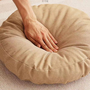 Round Linen Floor Cushion <b>Medium</b> Firmness Single Color Nordic Style For Balcony Tatami Mat Seat Pad - Product Image 2