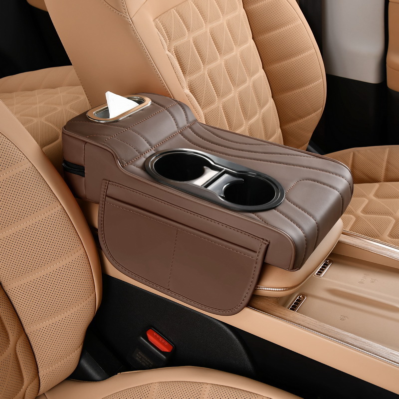 XINGYUE XY 2025 Universal Car Armrest Box - Leather Storage Organizer with Double Cup Holder