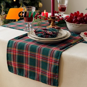 2025 Christmas <strong>Red</strong> and Green Striped Plaid Style <strong>Table</strong> Runner Mat Placemat <strong>Tablecloth</strong> Coaster New Year Tabletop Decoration - Product Image 1