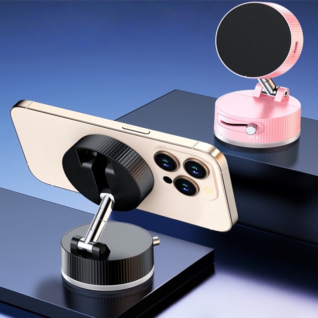 Vacuum Magnetic Double Sided Suction Car Mount Dashboard 360 Rotation Wireless Charging Compatible Foldable Design Mobile Stand