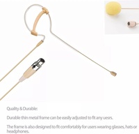 Mikrofon Kondensor Mini XLR 4-Pin Berkabel Warna Beige dengan Earhook Tunggal untuk Transmitter Bodypack Shure Wireless TA4F