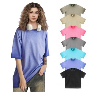เสื้อยืดทรงบ็อกซี่ สตรีทแวร์ คุณภาพสูง ปี 2024 ขายส่ง ผ้าฝ้าย 100% สีซีดแบบวินเทจ ลุคย้อนยุค - Product Image 1