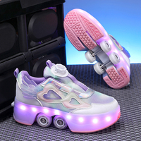 Patins à roulettes respirants en PU avec semelle intermédiaire en EVA et doublure en mesh, semelle extérieure en TPR - Chaussures de sport pour étudiantes