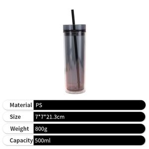 Vaso Minimalista de Plástico de Doble Pared con Pajita, Varios Colores, para Agua Fría, Verano 2026 - Product Image 5