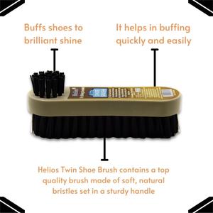 Helios Twin <b>Shoe</b> Brush Two-in-One Plastic Hair Cleaning <b>for</b> Footwear Plastic Handle <b>Grip</b> Shining Collection - Product Image 2