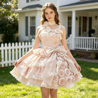 Robe de princesse élégante rose Confession Rose, jupe bouffante, style Lolita douce, pour femme adulte, tenue de cosplay pour fête d'anniversaire