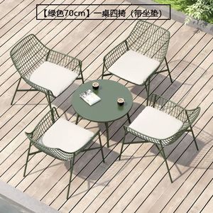 Conjunto de Mesa <span class=keywords><strong>y</strong></span> Sillas de Comedor Modernas para Exteriores, Mesa Redonda de Aleación de Aluminio para Patio, Balcón o Recepción - Product Image 3