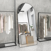 Miroir sur pied surdimensionné avec cadre en aluminium, film de sécurité en verre HD, grand miroir de dressing, miroir de corps entier arqué pour la maison
