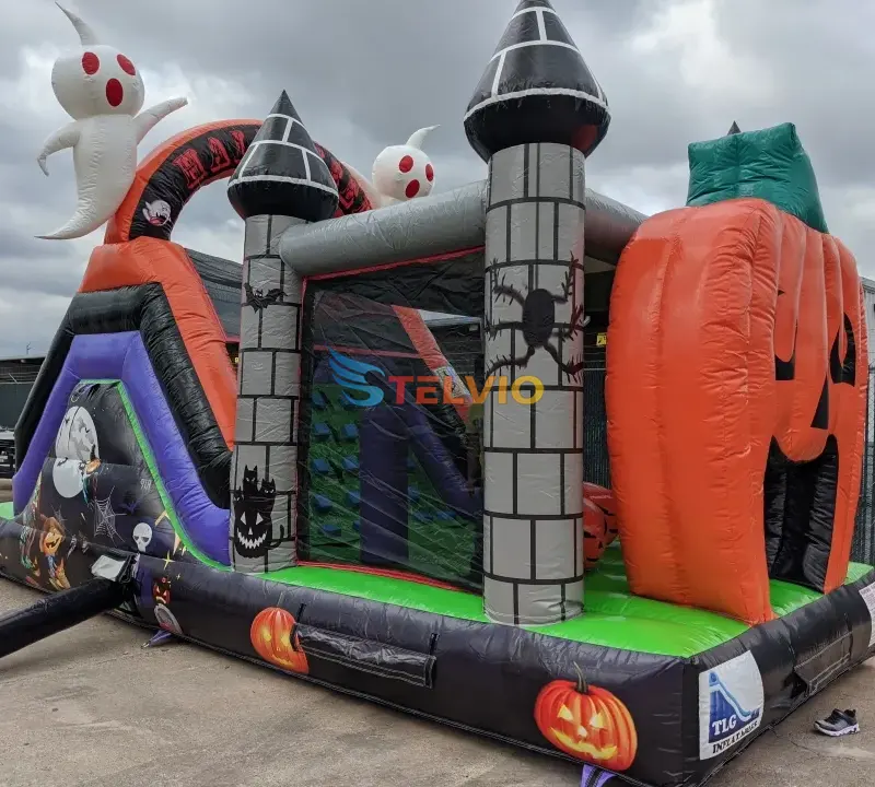 Halloween Jumping Castle Bounce House Sprung Hindernis Türsteher Jumper Castle mit Rutsche aufblasbare Combo Türsteher