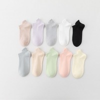 Chaussettes invisibles jetables respirantes antidérapantes mi-mollet pour femmes, couleur unie pastel macaron, pour talons hauts, en coton/bambou