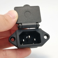 Prise de courant CA étanche USBO IEC C14, chargeur 10A, connecteur 3 broches 4,8 mm, couvercle à ressort noir, auto-test