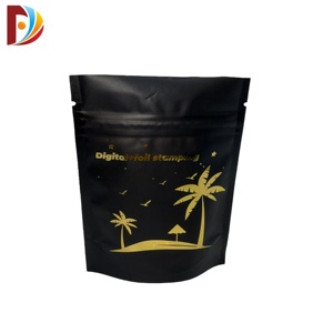 Custom Black Matte Gold Hot Stamping Matcha Packaging Reusable <strong>Zip</strong> Lock Stand up <strong>Pouch</strong> for Tea Chewing Gum Sushi Milk Jelly - Product Image 1