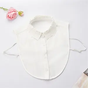 New Product White Boutique Water-Soluble Embroidery Chevron Design Detachable Fake Collar Women Shirts
