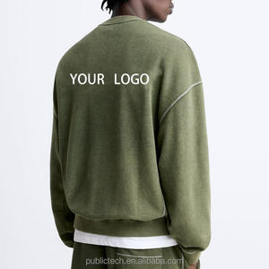 เสื้อสเวตเชิ้ตคอกลมสำหรับผู้ชายผ้าคอตตอนโอเวอร์ไซส์แบบเรียบ100% เทอร์รี่ฝรั่งเศสออกแบบโลโก้ได้ตามต้องการ - Product Image 3