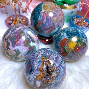 Sphère de Jaspe Océanique de Haute Qualité Décoration Naturelle de la Maison Fengshui Reiki Guérison Cristal Boule Cadeau de Vacances - Product Image 2