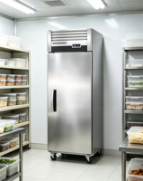 Nouveau modèle de congélateur commercial vertical sans givre, à température unique, à refroidissement par air, en acier inoxydable, 1 porte, avec dégivrage automatique