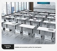 Bureau d'école mobile avec roulettes et roulettes verrouillables, table de formation moderne, poste de travail pliable pour salle de classe et salle de conférence