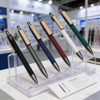 Stylo à bille personnalisé avec logo, en aluminium, à clip carré, pointe de 0,5 mm, avec éléments métalliques couleur canon de fusil, pour entreprise, bureau, école