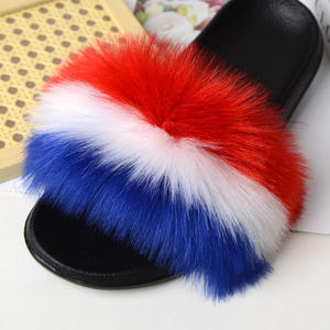European and American Summer Flat PVC Leather Sandals with Imitation Fox Hair Slippers Daily Use Daily Use with <strong>Body</strong> Cuff Logo - Product Image 4