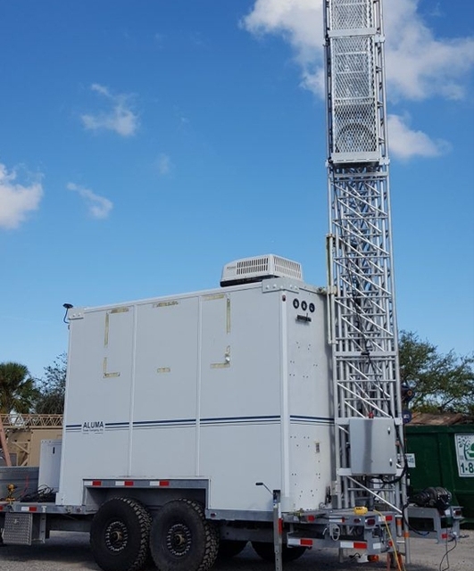 Trailer Mounted Mobile Communication Tower Rapid Deployment Cell Wheels COW Emergency Signal Boost Three Support Legs 30-Year