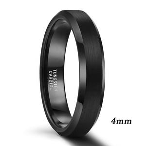 Bague de mariage en tungstène pour homme 4 mm/6 mm/8 mm, anneaux en tungstène plaqués noir, bande en tungstène brossée pour femme, bijoux noirs - Product Image 4