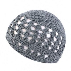 Wholesale High Quality Factory Supply Prayer Hat White Cotton Elastic Handmade <b>Islamic</b> Kufi Hats for Men - Product Image 1