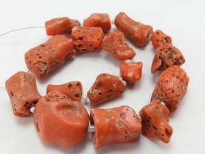 Perles de corail rouge italien naturel poli, forme tube irrégulière, brin de 8 pouces, 10-15 mm environ, certifiées par un tiers PMEGEMSBEADS - Product Image 5