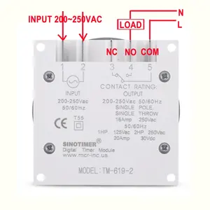 TM619-2 Mini Interruptor Temporizador Digital Programable de 7 Días 220V-240V Salida Sin Voltaje 1NO+1NC 16A Control de Relé de Tiempo Z32 - Product Image 3