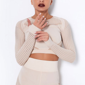 Top de Yoga de manga larga <span class=keywords><strong>para</strong></span> <span class=keywords><strong>mujer</strong></span>, <span class=keywords><strong>ropa</strong></span> de Fitness a la moda, transpirable, de alta gama, sin costuras, alta elasticidad, <span class=keywords><strong>para</strong></span> gimnasio, novedad de <span class=keywords><strong>2022</strong></span> - Product Image 5