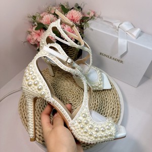 Zapatos de Talla Grande 35-45 para Mujer, Sandalias de Tacón con Hebilla y Punta Abierta, con Perlas, para Bodas, Fiestas y Eventos de Verano - Product Image 6