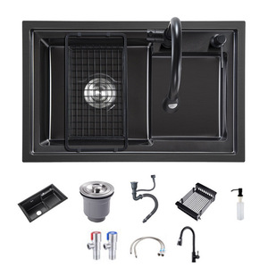 Bán buôn 304 thép không gỉ Nano Đen Nhà Vuông nhà bếp lưu vực bồn rửa với drainer Kit - Product Image 5