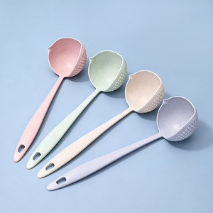 Cuchara coladora de paja de trigo de doble uso, grande y pequeña, de mango largo, para olla caliente, engrosada, cuchara de alta calidad para olla caliente - Product Image 3