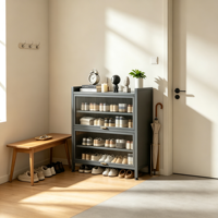 Meuble à chaussures en acier pour entrée, autoportant, grande capacité, style minimaliste moderne, rangement pour salon