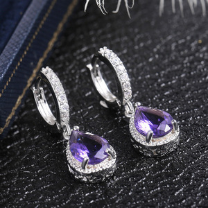 Orecchini da donna retrò viola con gioielli, design creativo a griffe, orecchini eleganti per tutti i giorni e feste, idea regalo - Product Image 2
