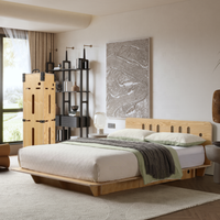 Lit Moderne Pliable en Bois de Pin avec Panneaux, Cadre de Lit Personnalisable pour Chambre à Coucher, Rangement Amovible en Boîte, Tailles Full/Queen/King, Design Personnalisable